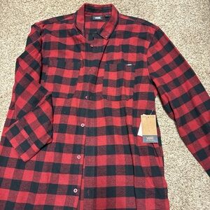 Vans Men's Red and Black Plaid Shirt